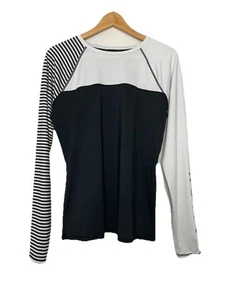 ROXY Camiseta de Natación Manga Larga Rashguard para Mujer XL Negra Blanca a Rayas Camisa para Cubrir - Imagen 1 de 7