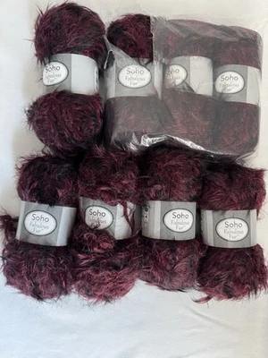 Soho Fabulous Fur fuzzy eyelash yarn Sirah 8 skeins- 109 yds Each Lot 5780 - Image 1 of 4