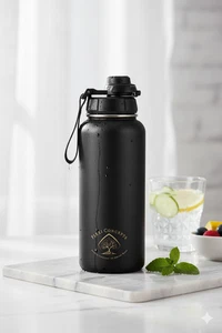 NEW! 950ml Insulated Hydration Bottle–Spa-Ready, Leakproof, BPA-Free, Chic Black - Picture 1 of 9