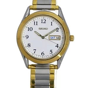 Seiko bicolor weißes Zifferblatt Day-Date Edelstahl Armband Uhr - Bild 1 von 8