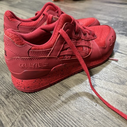 Scarpe Asics Gel Lyte III Taglia 7 Donna Uomo 5 1 2 Rosso Tinta Unita Forte Senza Soletta