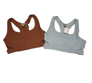 Forever 21 Sports Bra Womens Medium Blue & Brown New! - Picture 1 of 8