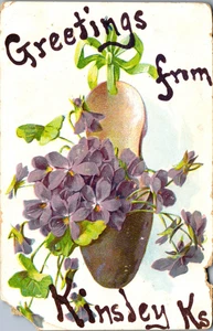 Kinsley, Kansas Postcard (1907) Greetings From.. - Picture 1 of 2