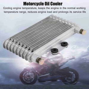(Horizontal)125ml Aluminum Motorcycle Engine Oil Cooler Kit Oil Cooling Radiator - Picture 1 of 12