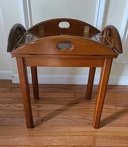 Vtg Bombay Company Mahogany Butler End Table Folding Handles Serving Accent e7 - Picture 1 of 20