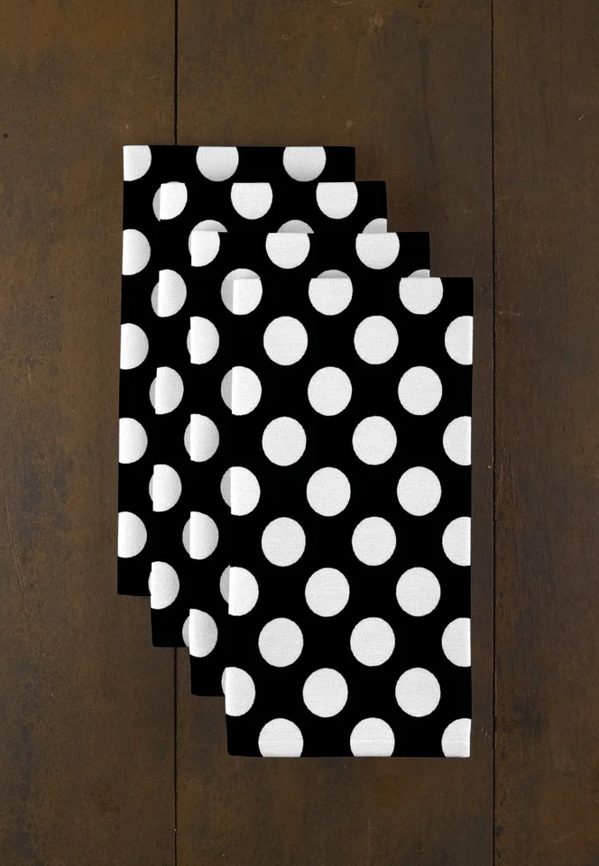 White Dot on Black 18" x 18" Napkins 1 Dozen - Image 1 of 1