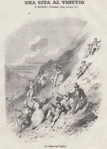 1846 Poliorama Pittoresco Il ritorno dal Vesuvio gitanti scendono 'culattando' - Foto 1 di 1