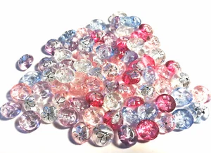 20 Knöpfe Farbmix 12 mm Kunststoff Resin Blume silberfarben - Bild 1 von 1