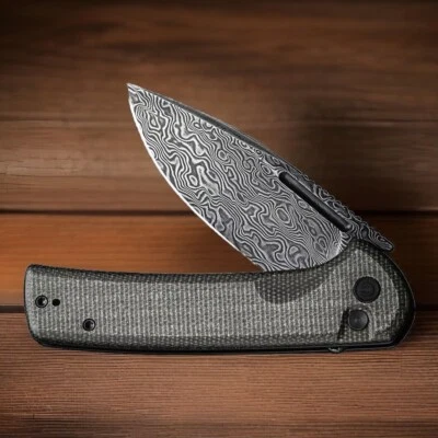 Nuevo Cuchillo Plegable Civivi Conspirador 3.48" Hoja de Acero Damasco Verde Micarta Foto 1 de 4