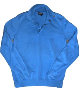 Banana Republic Mock Neck Metal Button Clasp Pullover Ribbed Sweater Medium Blue - Picture 1 of 5