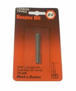 (2) Black + Decker Carbide Tip 5/16" Straight Router Bit Single flute 1/4" shank - Picture 1 of 1