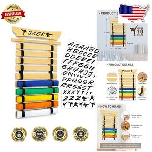 10-Belt Hanging Display Rack with Action Stickers – Perfect for Martial Arts - Picture 1 of 8