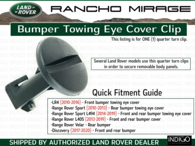 Range Rover Sport Velar LR4 Discovery parachoques ojo de remolque cuarto de vuelta clip Foto 1 de 4