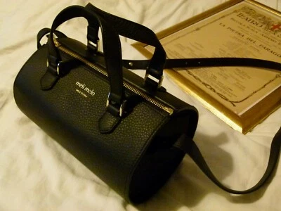 Meli Melo Bolso Bandolera / Bolso de Mano Cuero Italiano NEGRO VERA TUBE - NUEVO Foto 1 de 4