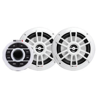 MB QUART GMR1.5S2W Marine Gauge Receiver w/ Bluetooth+(2) White 6.5" Speakers - Image 1 of 4