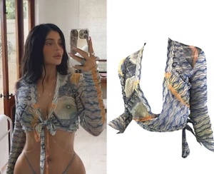 SELTENE Jean Paul Gaultier Soleil Vintage 1990er Jahre Geldnetz Währungskrawatte Wrap Top - Bild 1 von 6