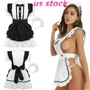 Mujeres Halloween Criada Francesa Disfraz Conjunto Uniforme Elegante Vestido Corto - Imagen 1 de 42