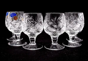 Set of 6 Russian Cut Crystal Shot Glasses 1.7 oz - Soviet USSR Vodka Stemmed - Picture 1 of 4