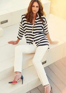 KALEIDOSCOPE Striped Shirt Navy/White UK 16 RRP £35 LN015 JJ 07 - Picture 1 of 3