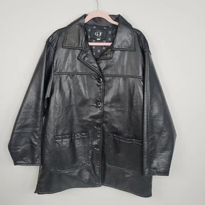 GF classic Alta Moda made in Italy men's faux leather jacket black lined Large - Picture 1 of 8