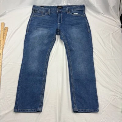 Men's Size 40x30 Extreme Couture Straight-leg Jeans Blue 5-Pocket Design - Image 1 of 4