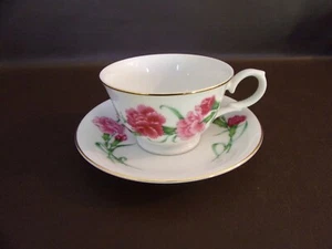 Avon 1991 January Carnation Cup & Saucer Set - Picture 1 of 5