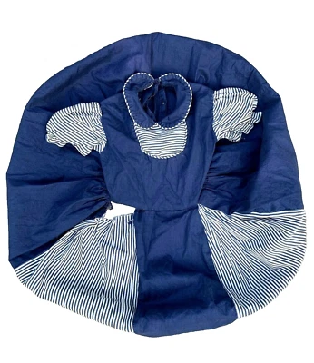 VTG 1950s Girls Party Dress Blue Stripe Cotton Full Skirt Sz 5T- 6T Doll Costume - Image 1 of 4