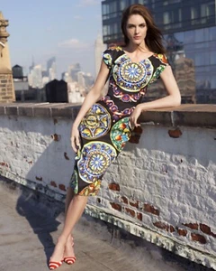 Dolce & Gabbana Ceramic-Print Cap-Sleeve Dress - Picture 1 of 6