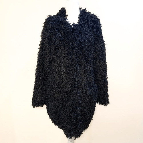 VETEMENTS Cappotto Smythe 'Mongolo' pelliccia sintetica shaggy nero lunghezza media