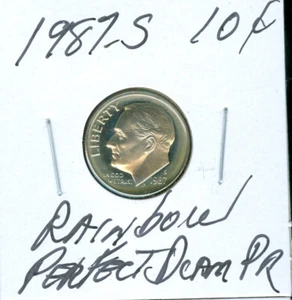 1987 S DIME PERFECT ULTRA FINEST PROOF DCAM RAINBOW 99 CENTS SHIPPING . - Picture 1 of 4