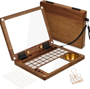 Wooden Watercolor Palette Box - Black Walnut Multifunctional Empty Palette with - Picture 1 of 9