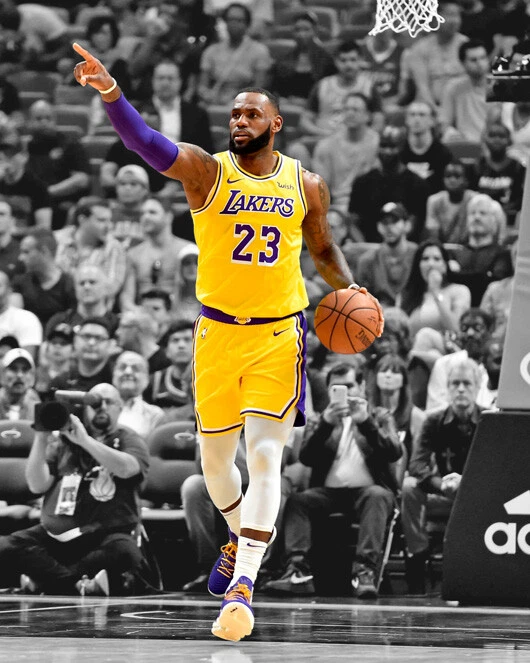 Los Angeles Lakers LEBRON JAMES Glossy 8x10 Photo Spotlight Basketball Print - Image 1 of 1