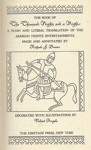 Richard Burton Arabian Nights Vol I & II Heritage Press Illustrated Valen Angelo