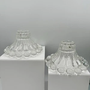 2 Boopie Berwick Clear Bubble Glass Anchor Hocking 3" Candle Stick Holders - Picture 1 of 2