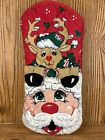 Vintage Christmas 3D Santa Claus & Reindeer Novelty Oven Mitt Sleigh In Mouth