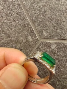 ANTIQUE APPLE Green Jade jadeite Vintage WOMEN MAN emerald ring Ring 4g - Picture 1 of 6