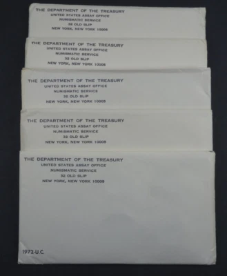 (5) 1972 P & D US Mint Uncirculated Sets 55 Coins OGP Original Envelopes - Image 1 of 4