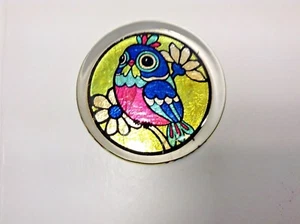 PAPERWEIGHT "BIRD OF PARIDISE" BIRD & FLORAL MOTIEF VTG 1970'S MADE JAPAN - Picture 1 of 5