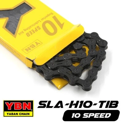  YBN SLA-H10-TIB Revestimiento Ti-N 10 Velocidades Bicicleta Bicicleta Cadena 116 Eslabones (Negro) 10S  Foto 1 de 4