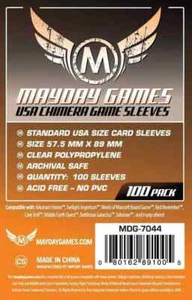 100 x Mayday Games Clear Standard USA Chimera Card Sleeves (57.5mm x 89mm)