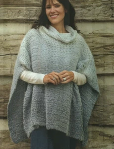 PERMAFROST PONCHO WOMEN'S CROCHET PATTERN INSTRUCTIONS - Picture 1 of 1