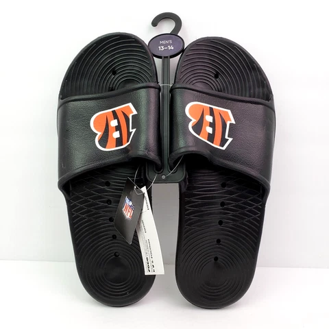 Foco NFL Cincinnati Bengals Mens Size XL 13-14 Black Slip On Slide Sandals Cover