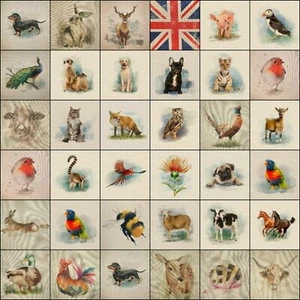 Fabric Panels Quilting Cushion Bag Panels Linen Look Cotton Rich Fabric Animal - Picture 1 of 82