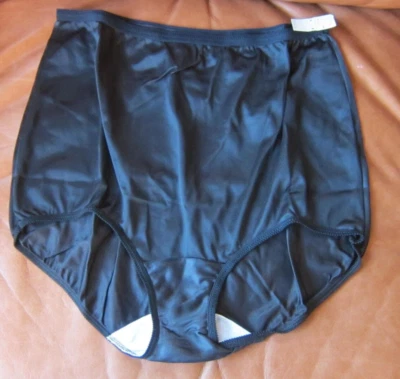 (2) VTG New Deadstock Lorraine BLACK Silky Nylon Granny Panties Cotton Crotch  7 - Image 1 of 4