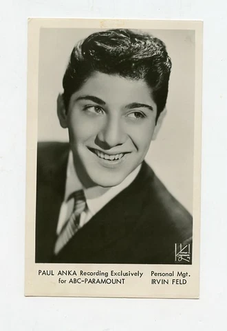 Older   B/W  Postcard-Paul Anka-ABC-Paramount-Very Nice Condition-Signed Cover