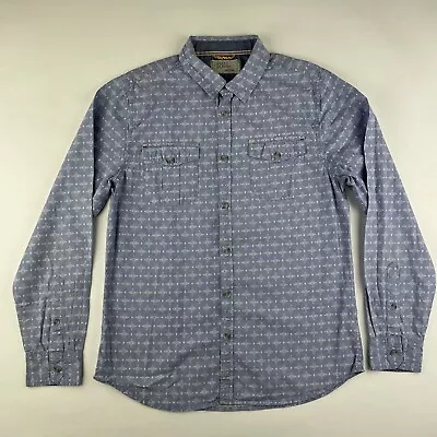 Free Planet Button Up Shirt Adult Medium Blue Aztec Casual Mens - Image 1 of 4