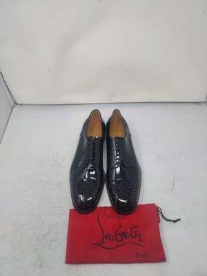 Christian Louboutin EU 43.5 US 10.5 NEW MEN Maltese Stud Black Patent Derby Shoe - Image 1 of 4