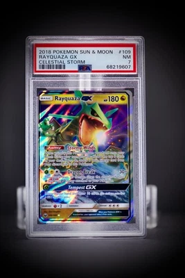2018 Pokemon SM Celestial Storm 109 Rayquaza GX PSA 7 - Image 1 of 4