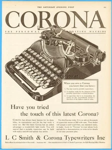 1927 L C Smith Corona Typewriter Syracuse NY 1920's Personal Writing Machine Ad - Bild 1 von 1
