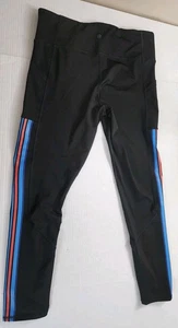 Champion Women's Leggings Size XXL Black Blue Side Stripe Pull On Waist Pocket - Picture 1 of 5
